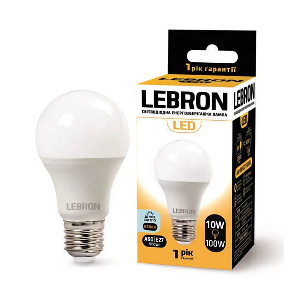 LED лампа LEBRON L-A60, 10W, Е27, 6500K, 900Lm