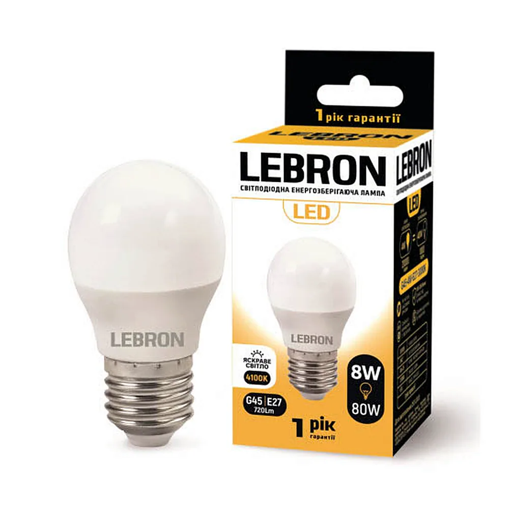 LED-лампа LEBRON L-G45 8W E27 4100K 11-12-58-2