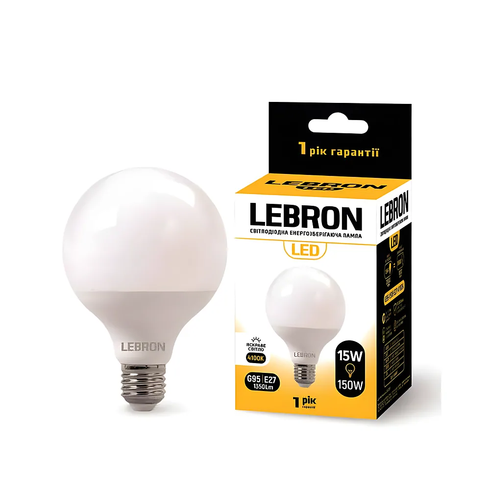 Лампа L-G95 15 Вт 220 В Е27 4100 K 1350 лм LED LEBRON 11-15-54-2