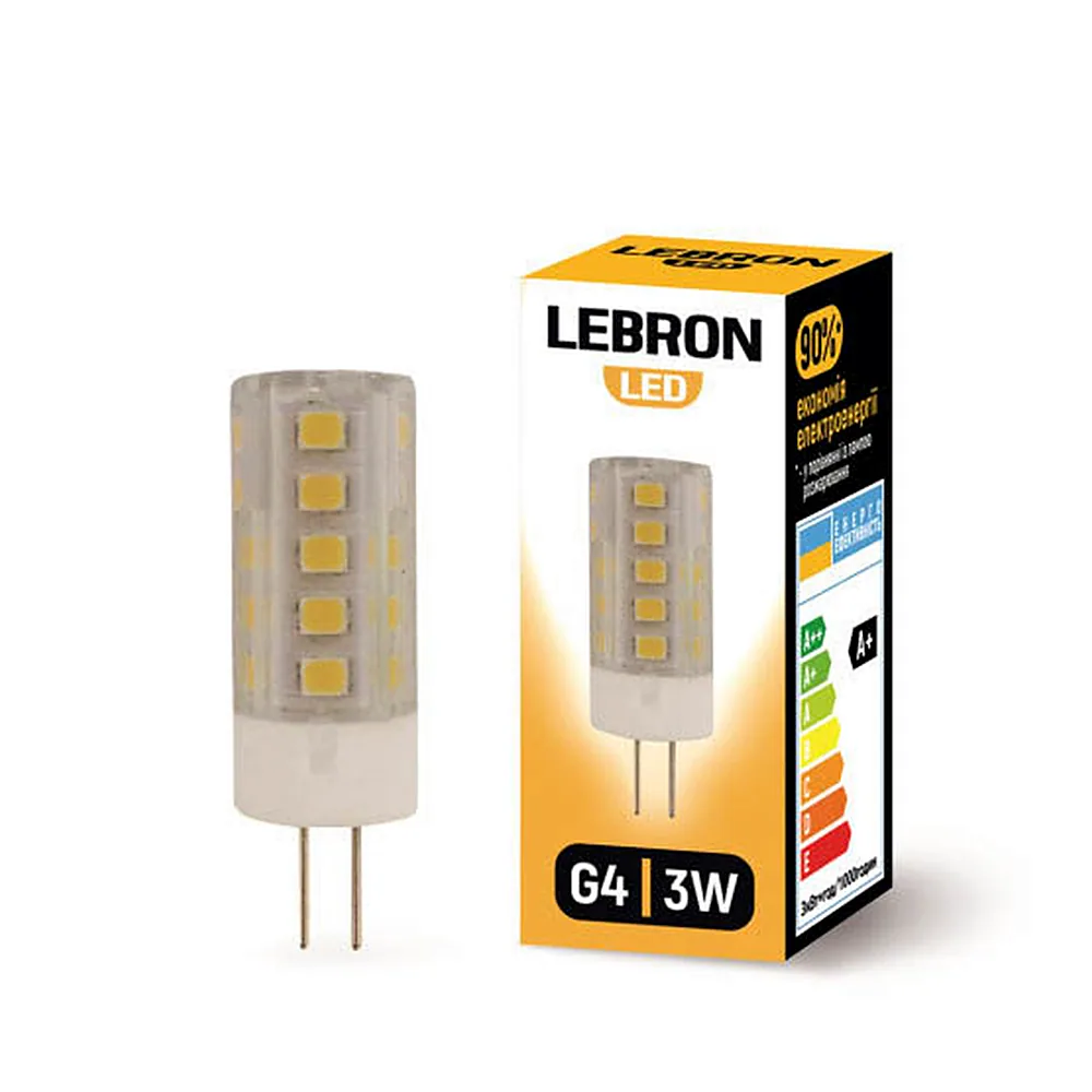 LED лампа Lebron L-G4, 3W, G4, 4500K, 280Lm, кут 360°.