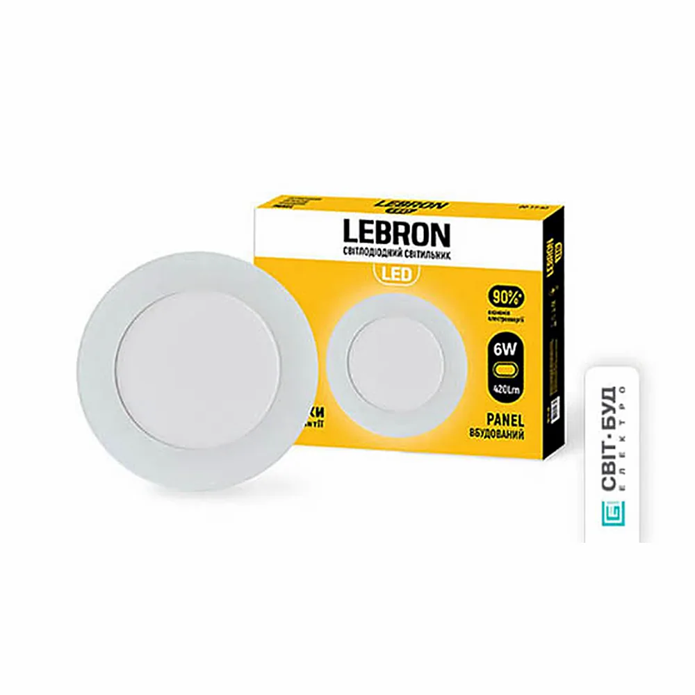 LED св-к LEBRON L-PR-641, 6W, вб-ний, 4100K, з блоком живлення.