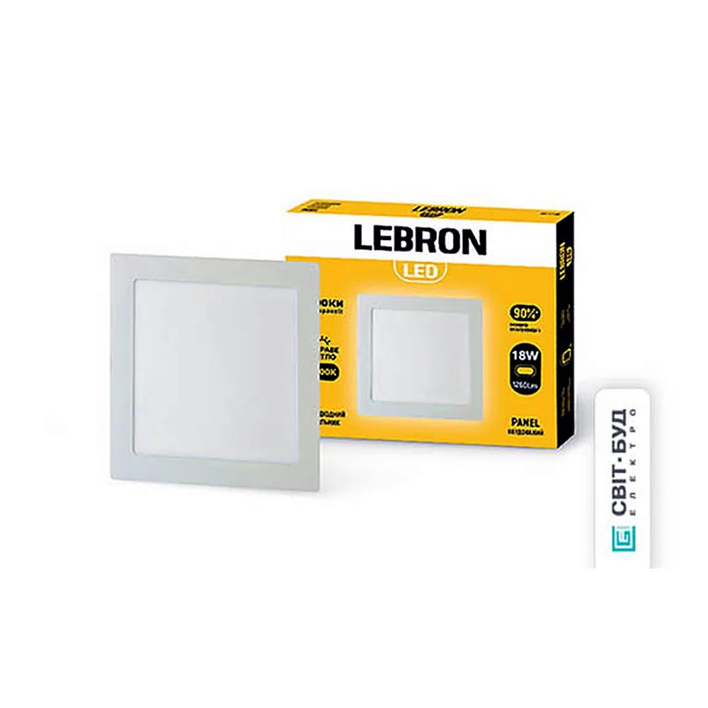 LED св-к LEBRON L-PS-1841, 18W, вб-ний, 4100K, з блоком живлення.