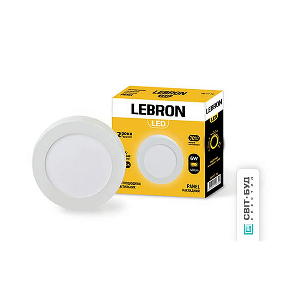 LED св-к LEBRON L-PRS-641, 6W, нак-ний, 4100K, з блоком живлення.