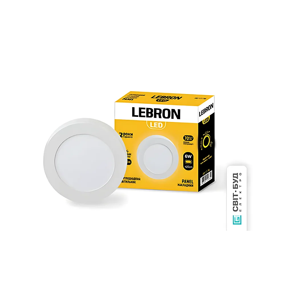 Світильник світлодіодний L-PRS-641 6 Вт накладний 4100 K з блоком живлення LEBRON 12-10-61