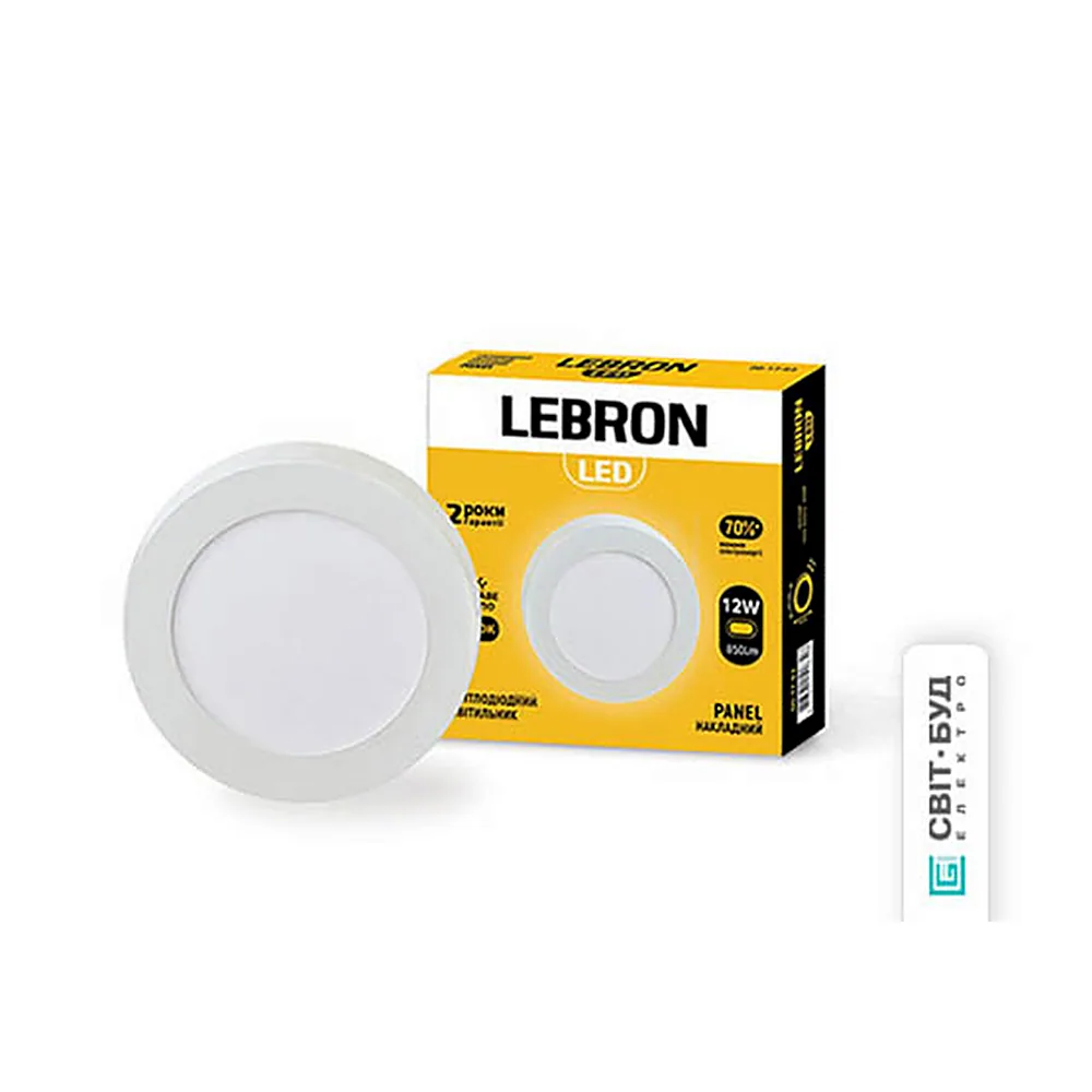LED св-к LEBRON L-PRS-1241, 12W, нак-ний, 4100K, з блоком живлення.