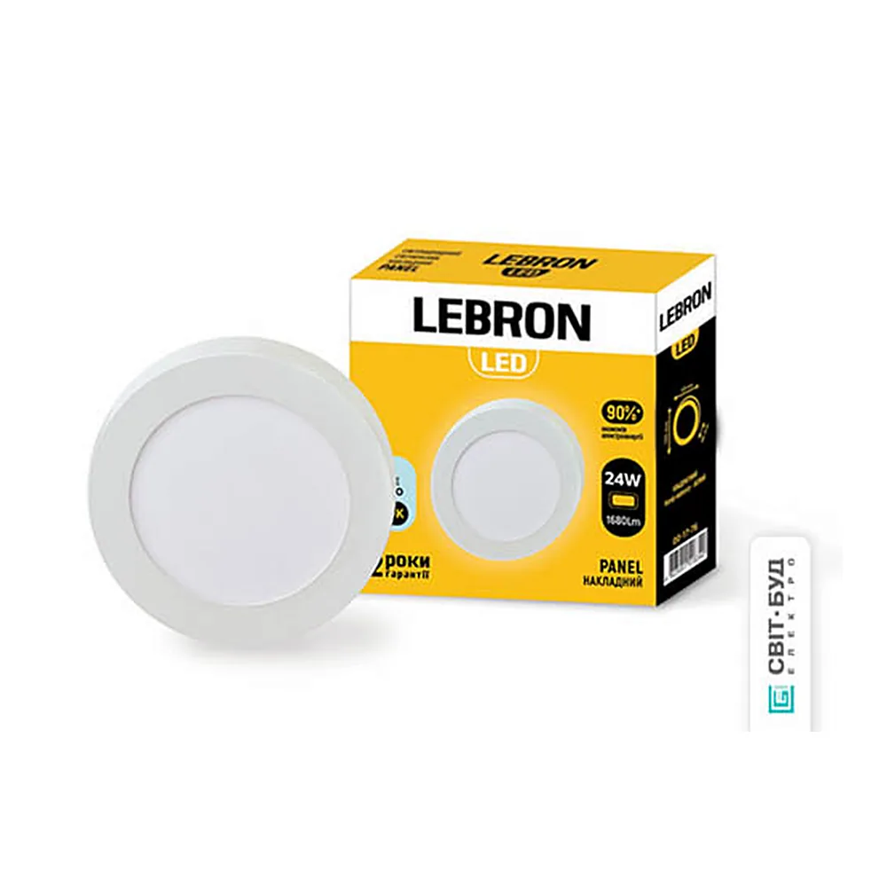 LED св-к LEBRON L-PRS-2465, 24W, нак-ний, 6500K, з блоком живлення.