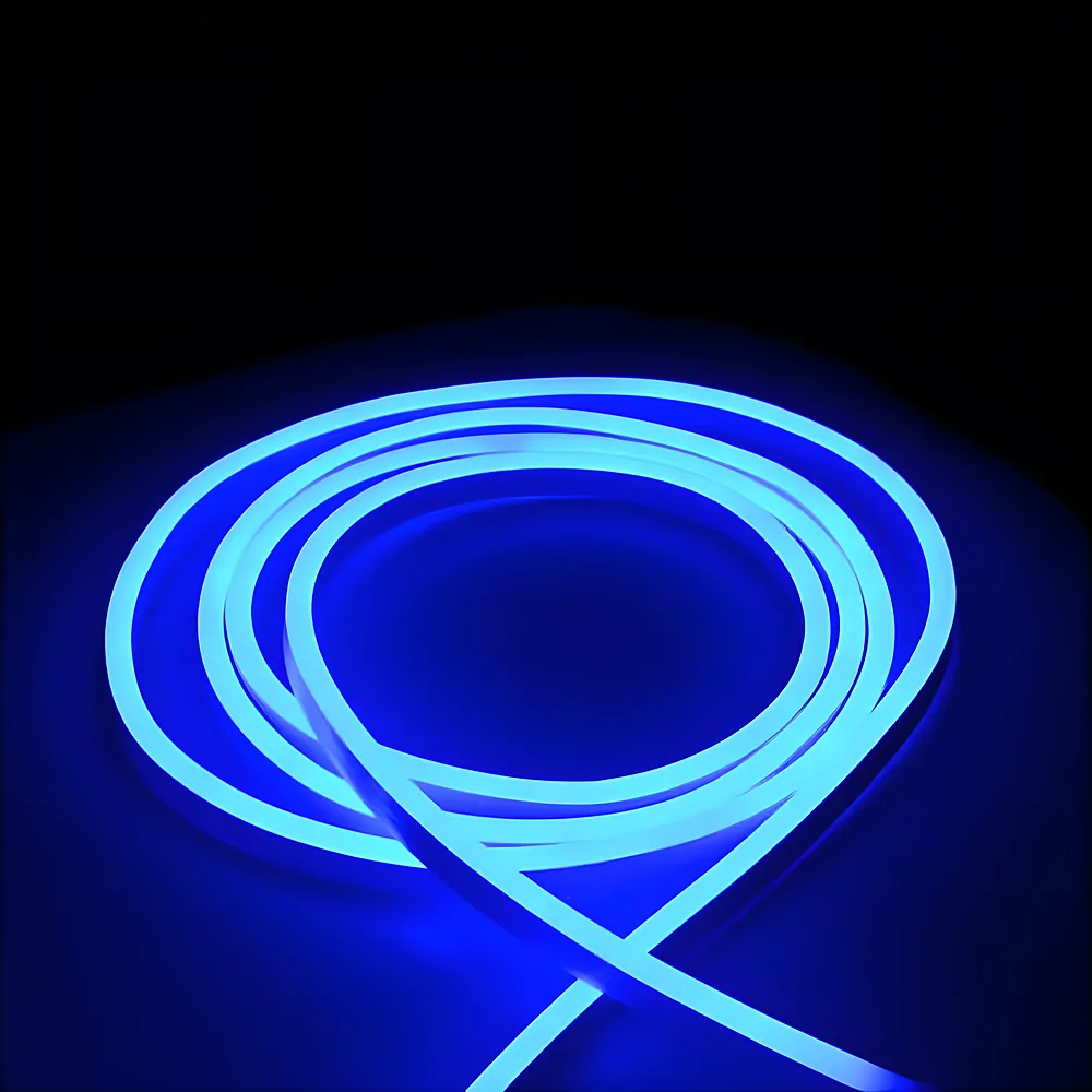 Світлодіодна стрічка NEON L-NS 8х16 мм SMD 2835 120LED 7 Вт/м AC 220 В синій IP65 (1 м) LEBRON 13-75-24