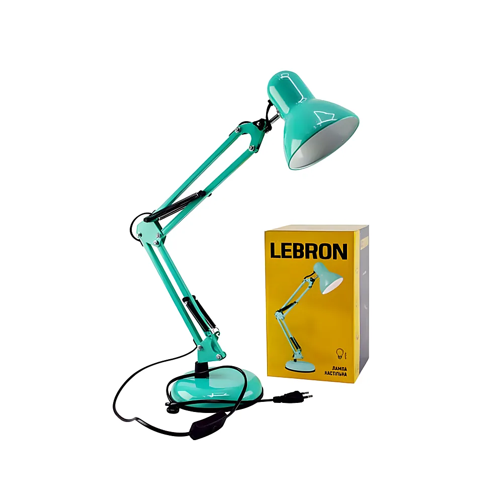 Настільна лампа телескопічна L-TL-Tel E27 40 Вт бірюзова LEBRON 15-11-83