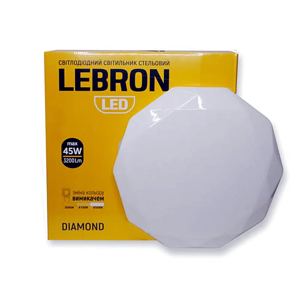 LED св-к LEBRON L-CL-DIAMOND, max 45W, 3000K, 4100K, 6500K, 3200Lm, O380*80mm