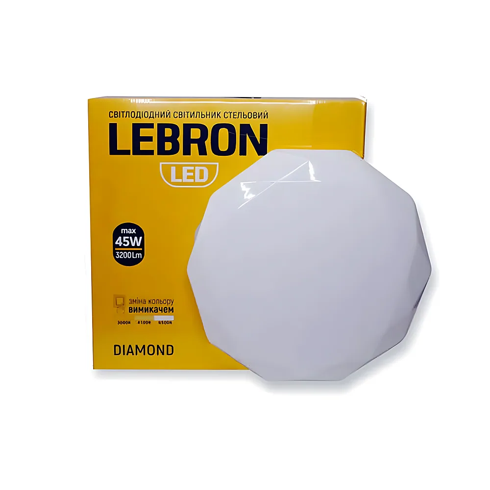 Світильник світлодіодний L-CL-DIAMOND max 45 Вт 3000 K 4100 K 6500 K 3200 лм O 380х80 мм LEBRON 15-25-04