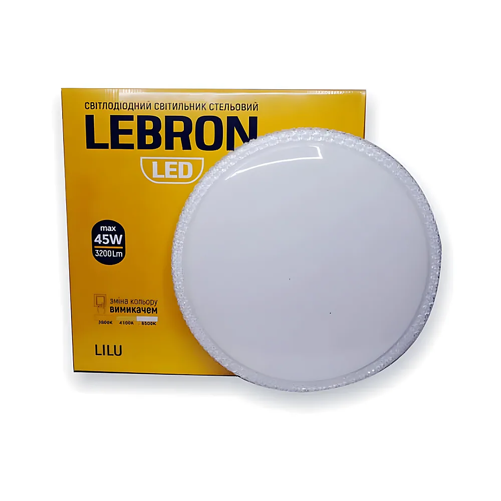 Світильник світлодіодний L-CL-LILU max 45 Вт 3000 K 4100 K 6500 K 3200 лм O 390х80 мм LEBRON 15-25-16