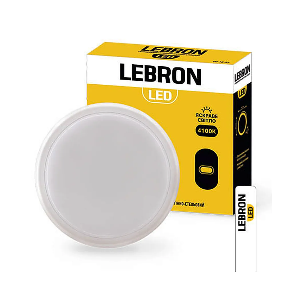 LED світильник LEBRON L-WLR-S, 8W, круглий, 4100K, 720Lm, ІР65, СВЧ датчик руху