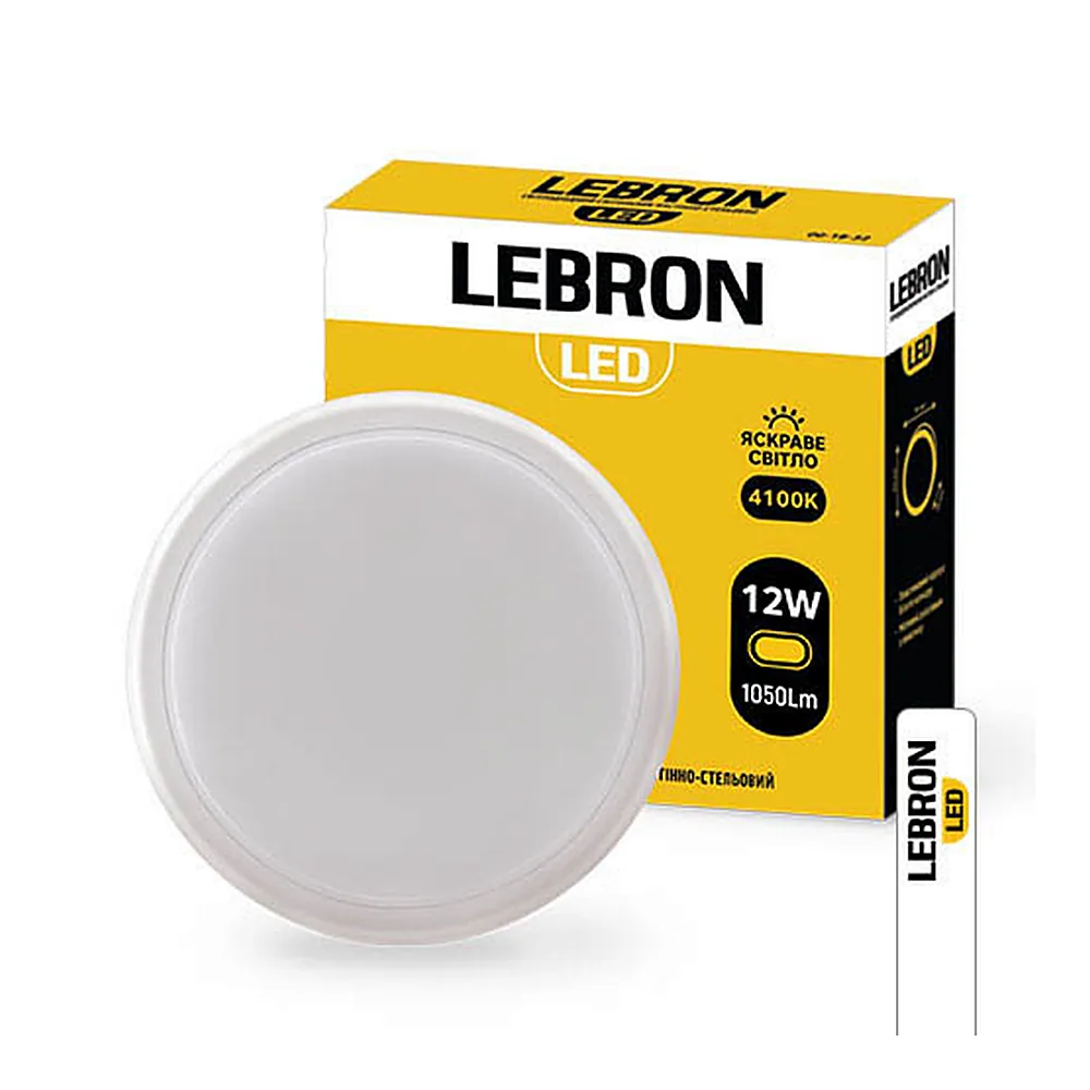LED світильник LEBRON L-WLR-S, 12W, круглий, 4100K, 1050Lm, ІР65, СВЧ датчик руху