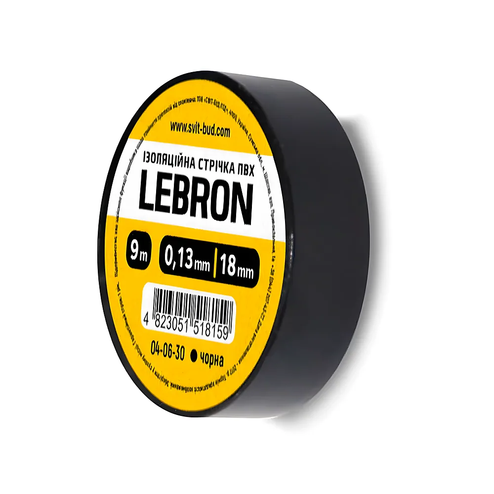 Ізоляційна стрічка ПВХ 18 мм х 9 м чорна LEBRON 67-01-23
