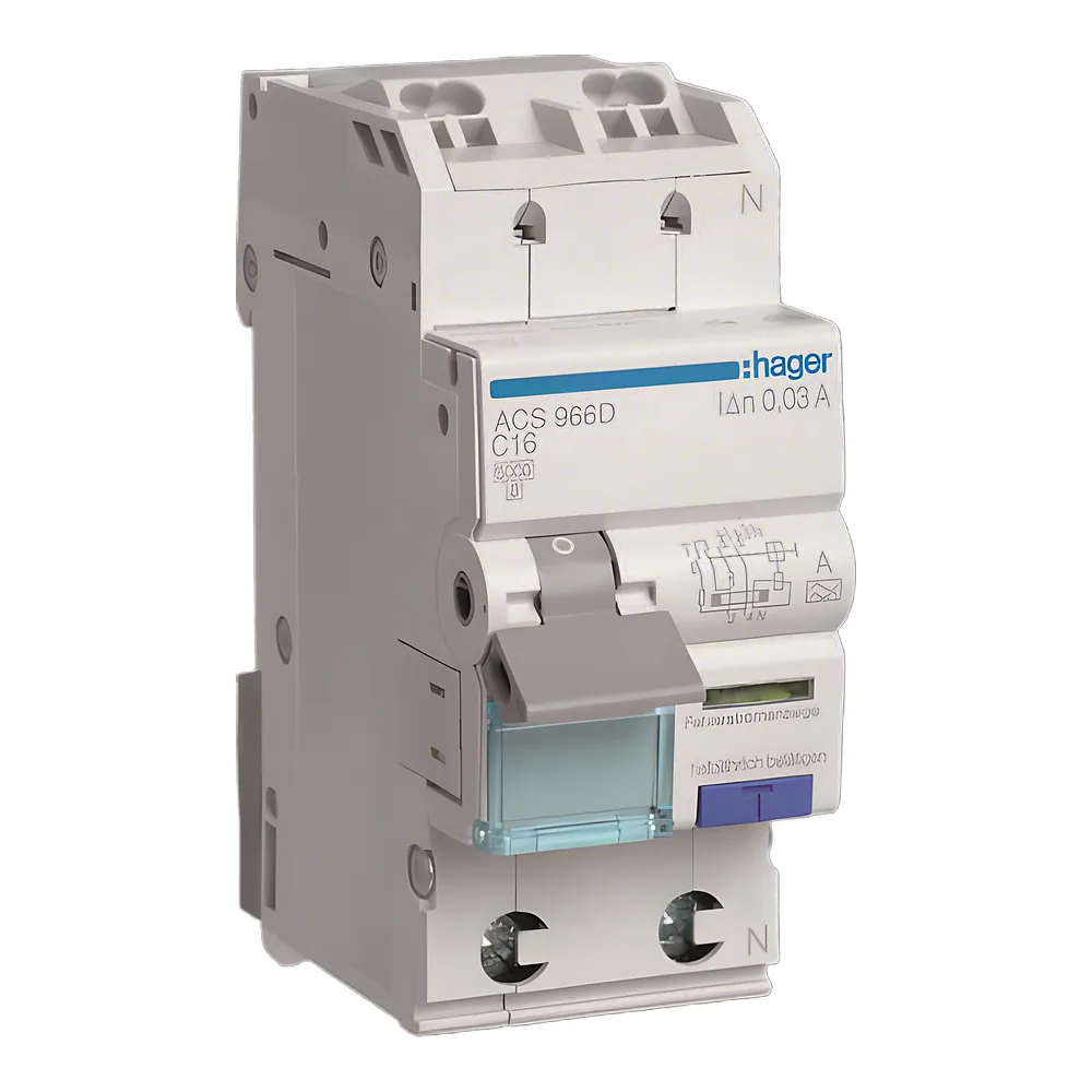 Диференційний автоматичний вимикач QC 1P+N 6 кА C 16 А 10 мА A Hager ACS966D