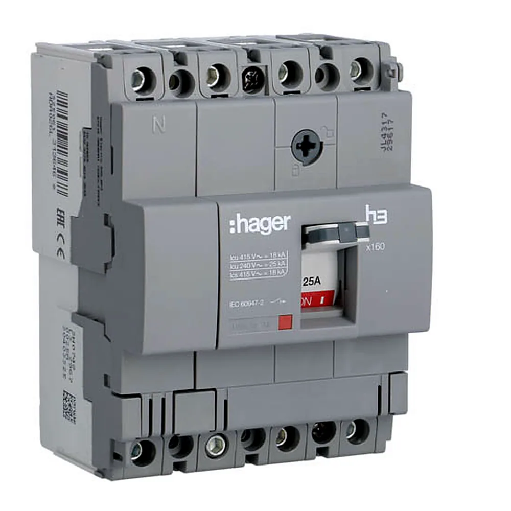 Автоматичний вимикач x160, In=25А, 4п, 18kA, Тфікс./Мфікс.