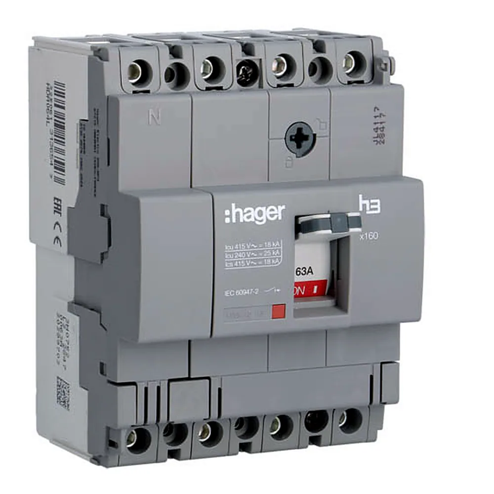 Автоматичний вимикач x160, In=63А, 4п, 18kA, Тфікс./Мфікс.