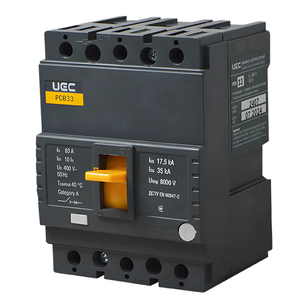 Автоматичний вимикач PCB33 3P 63 А 35 кА UEC MCCB-PCB-33-3-0063