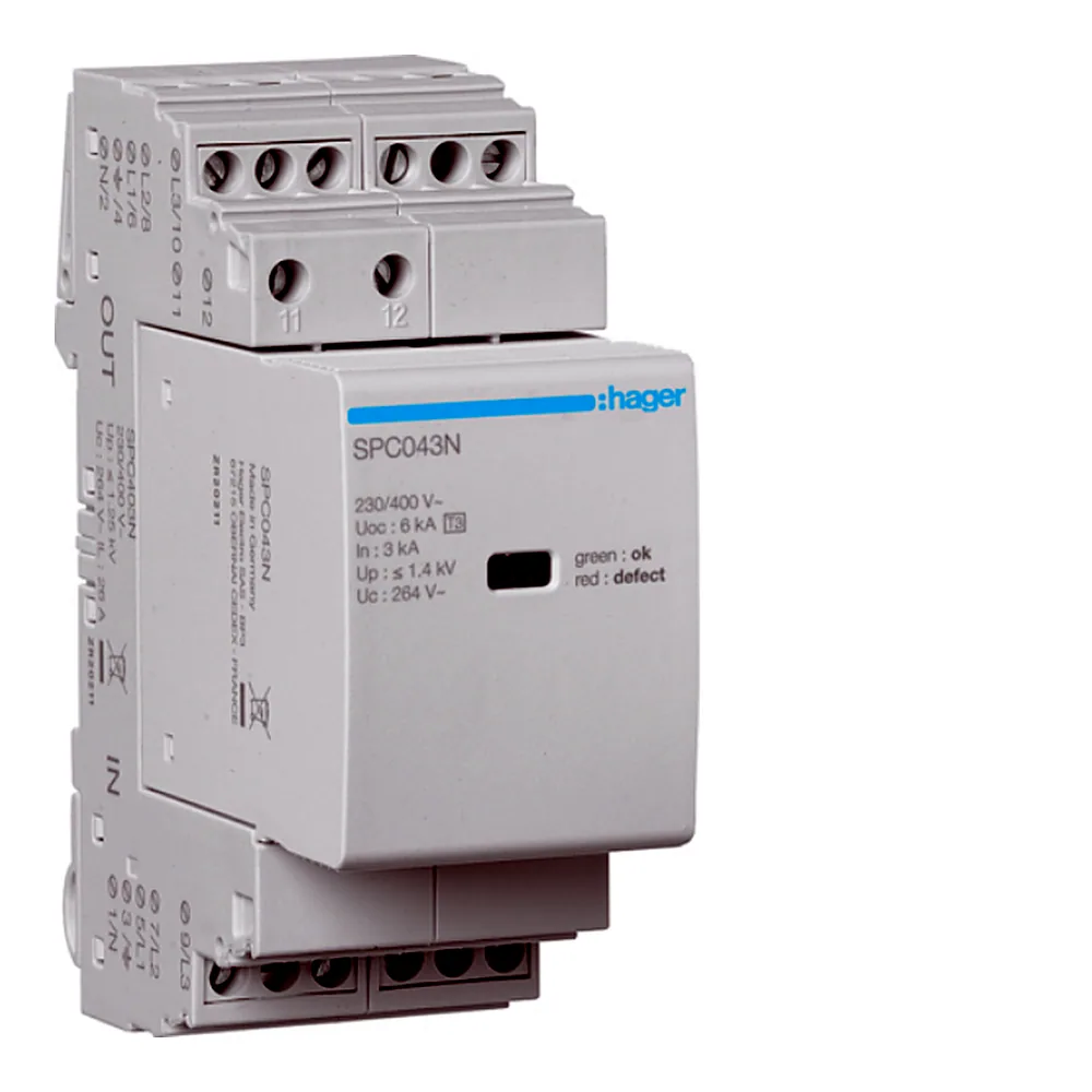 Розрядник (ПЗІП) T3 3P+N Uc 264V In 3kA Up 1.4kV +дод.контакт
