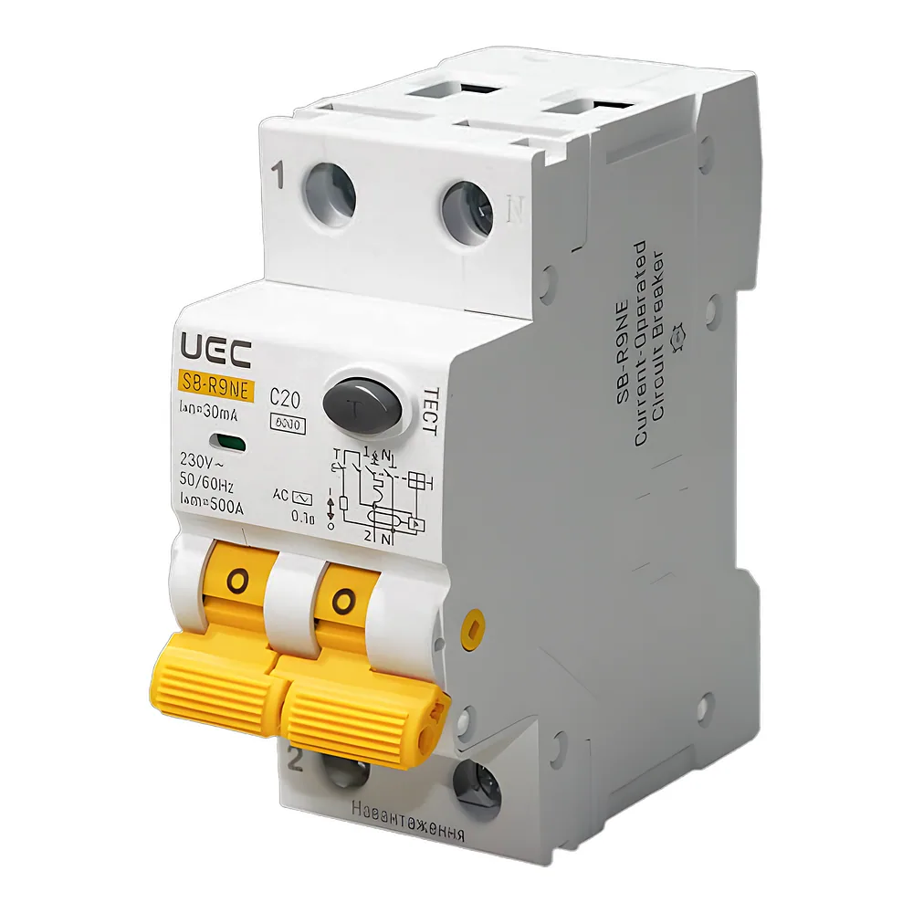 Диференційний автоматичний вимикач SB-R9NE 2P C 20 А 30 мА тип AC 6 кА UEC RCBO60-2-020-C-030-AC