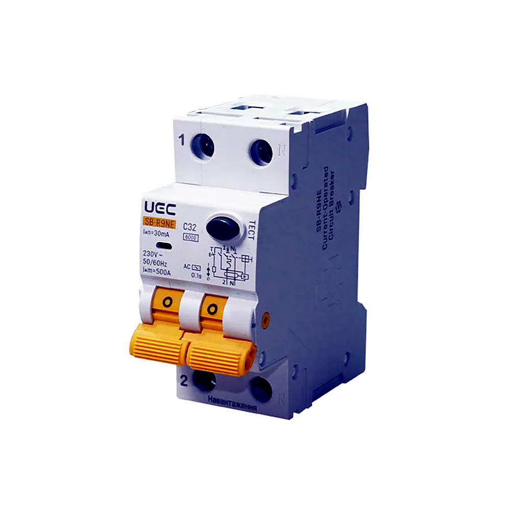 Автоматичний вимикач диференційного захисту IEK SB-R9NE 2P C32 30мА тип AC 6kA RCBO60-2-032-C-030-AC