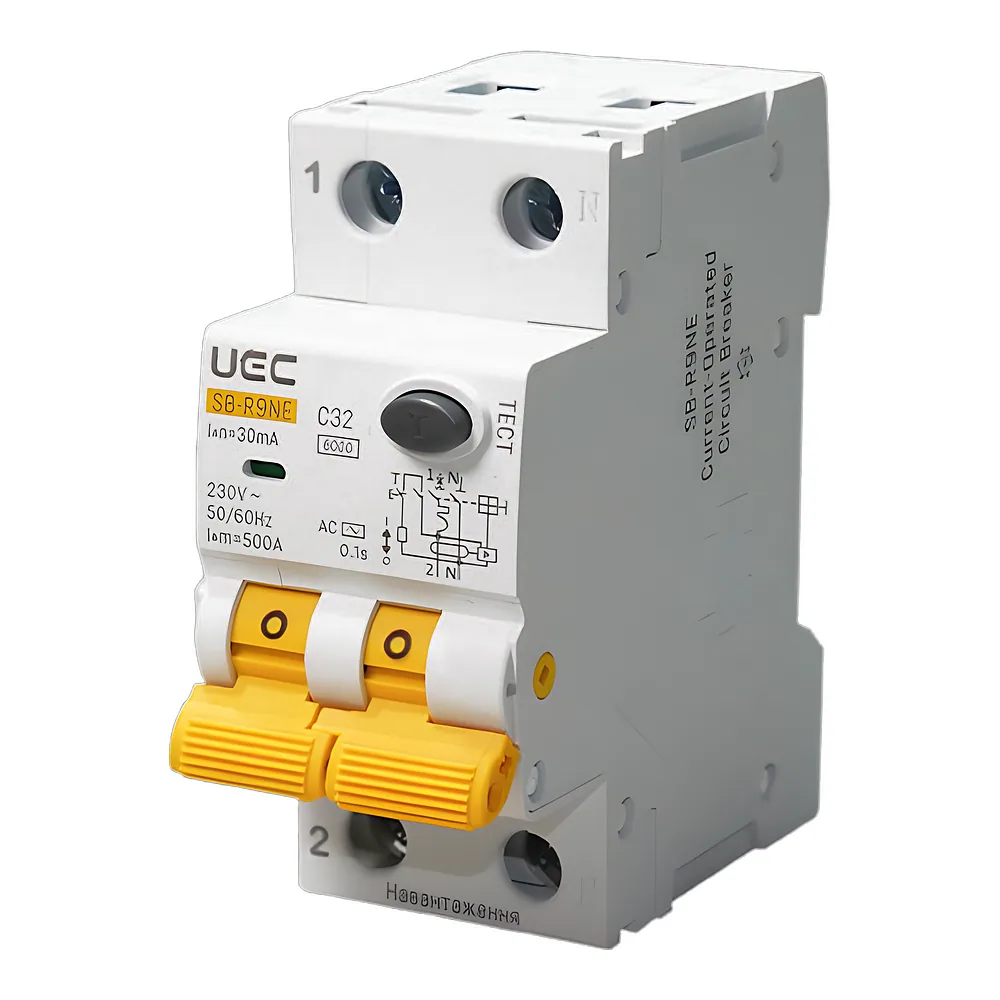 Диференційний автоматичний вимикач SB-R9NE 2P C 32 А 30 мА тип AC 6 кА UEC RCBO60-2-032-C-030-AC