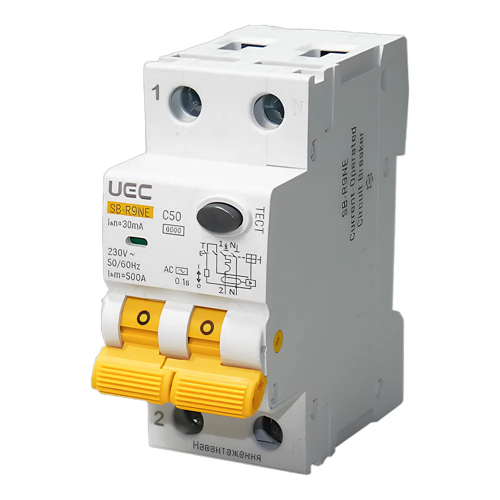 Диференційний автоматичний вимикач SB-R9NE 2P C 50 А 30 мА тип AC 6 кА UEC RCBO60-2-050-C-030-AC
