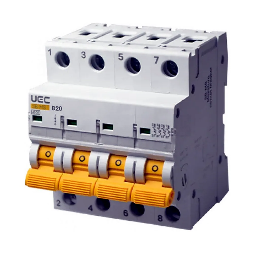 Автоматичний вимикач SB-M8 4P 20A хар-ка B 4,5кA, UEC