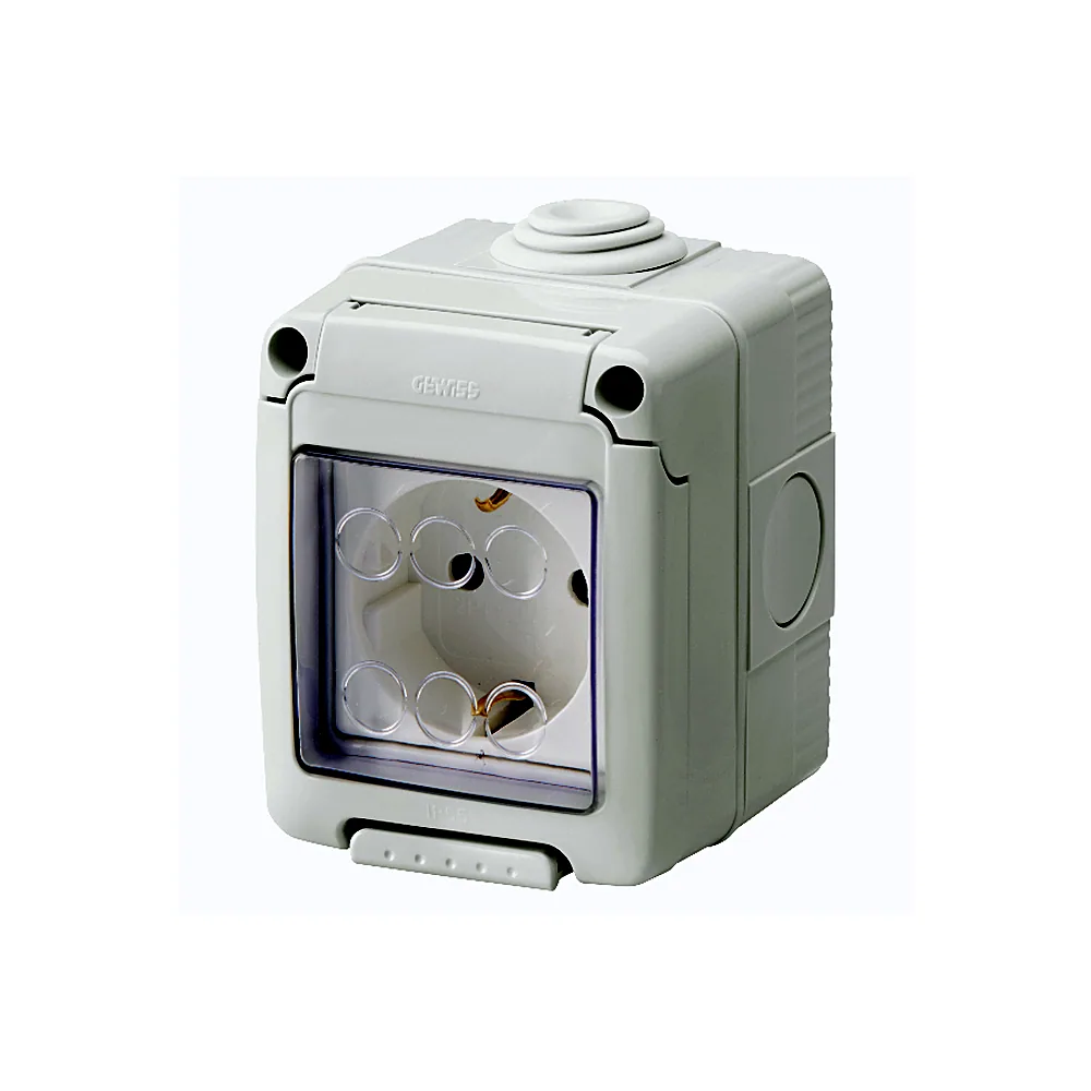 Розетка силова GEWISS 27 COMBI SYSTEM 2P+E 16A IP55 сіра GW27844