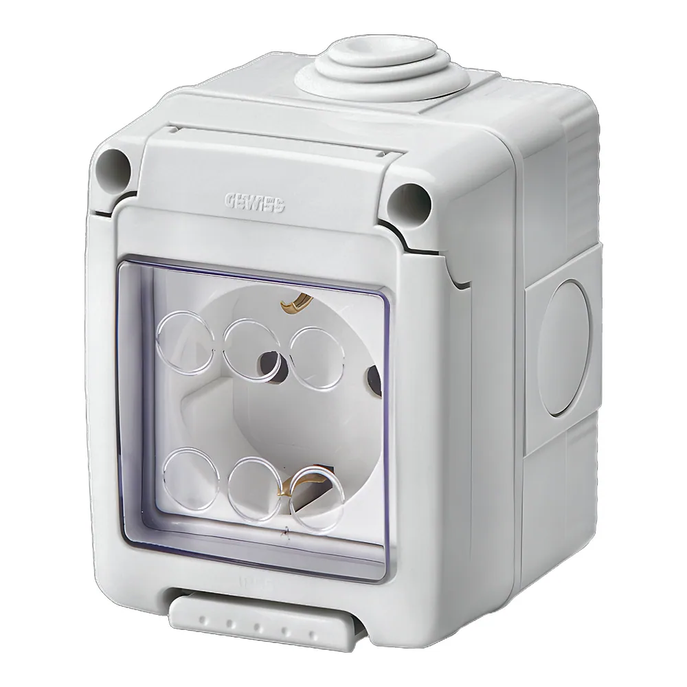 Силова розетка 27 COMBI SYSTEM 2P+E 16 А IP55 сіра GEWISS GW27844