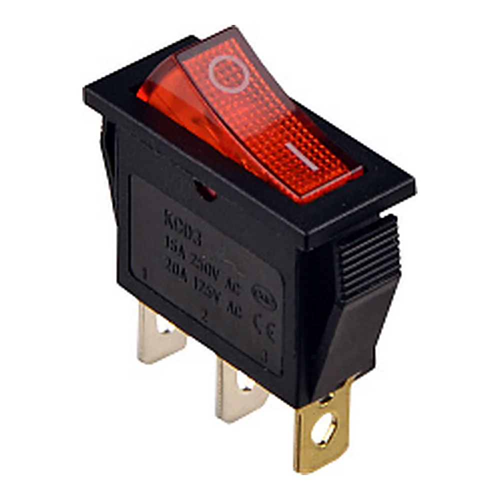 KCD3-101N R/B Перемикач 1 клав. з підсвічуванням 12 V AC/DC червоний