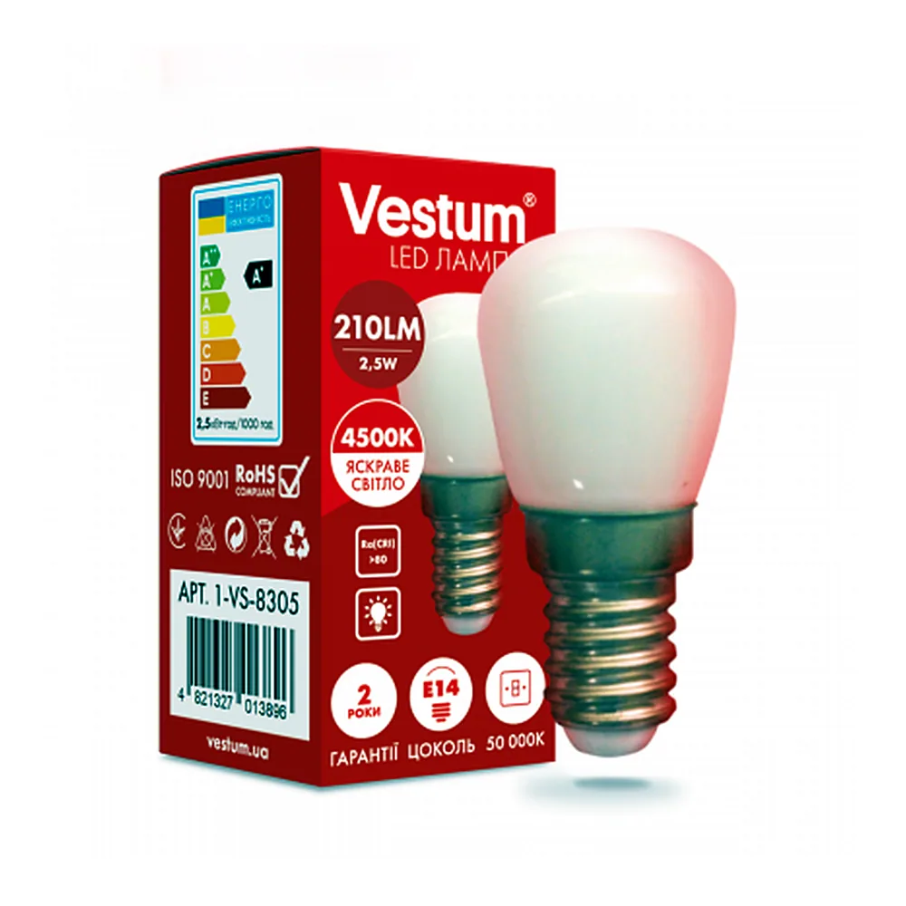 Лампа LED SMD Е14 Vestum 2,5W 4500K 220V  для холодильника