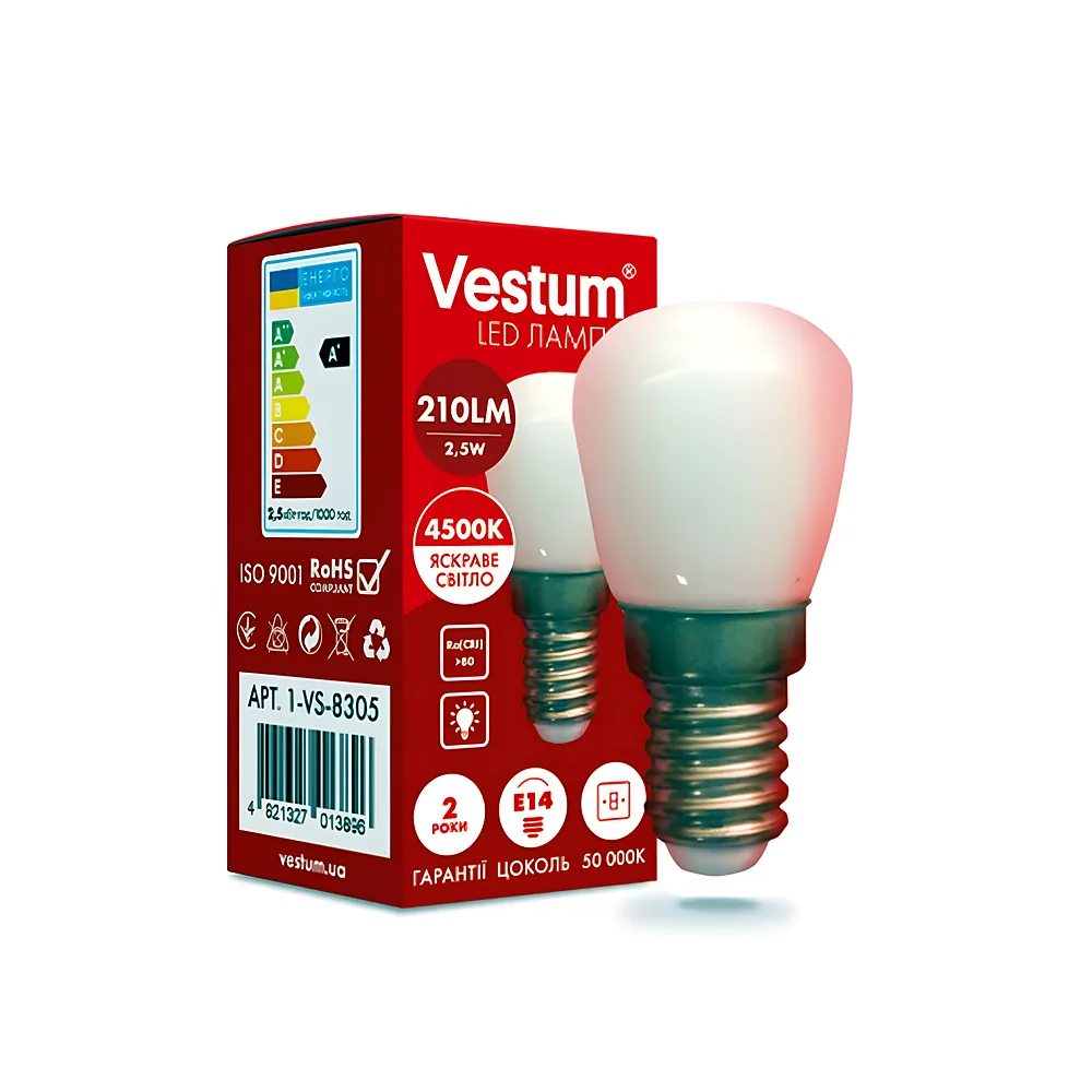 Світлодіодна лампа SMD E14 2,5 Вт 4500 K 220 В для холодильника Vestum 1-VS-8305