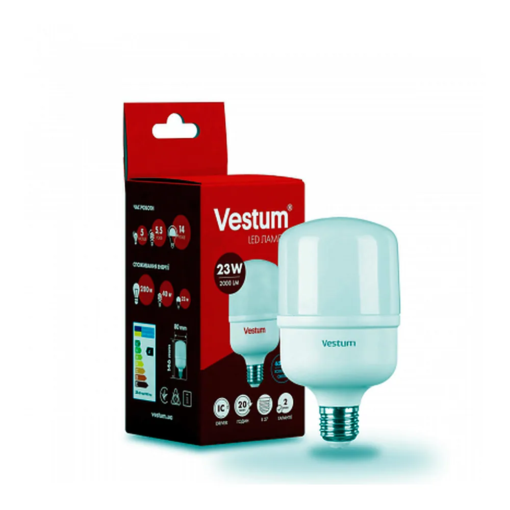 Лампа LED Vestum T100 20W 6500K 220V E27