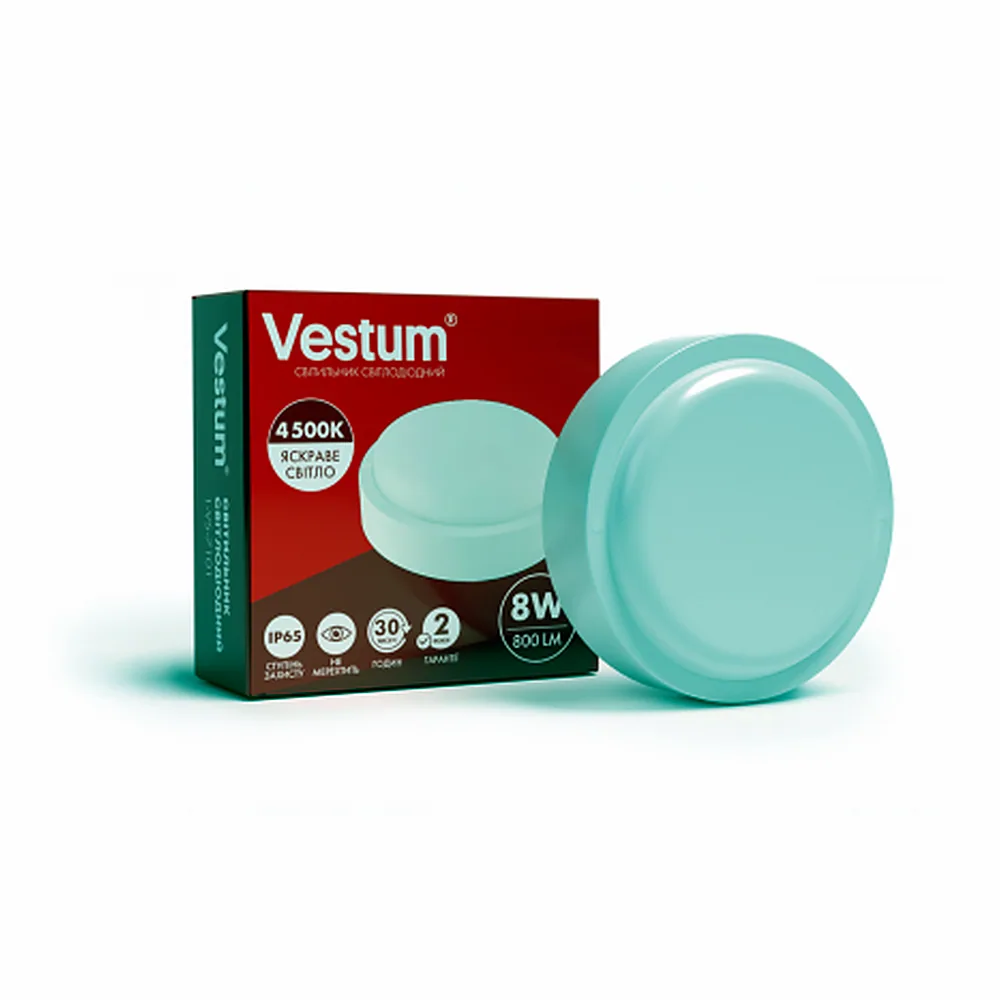 Світильник ЖКГ LED 8W круг 4500K 220V Vestum