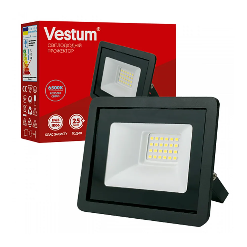 Прожектор LED Vestum 20W 1 600Лм 6500K 185-265V IP65