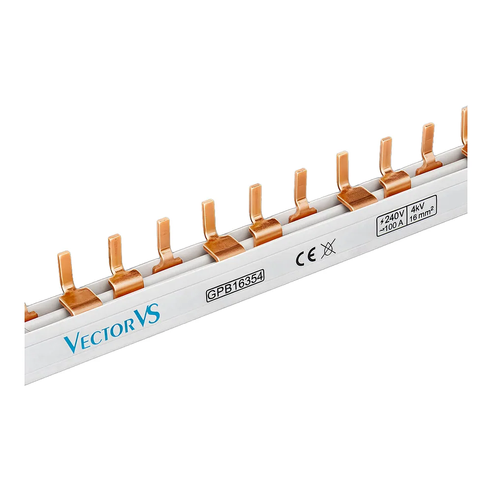 Гребінчаста шина GENESIS 16 мм² 3P штирьова 54 модулі 1 м Vector VS GPB16354