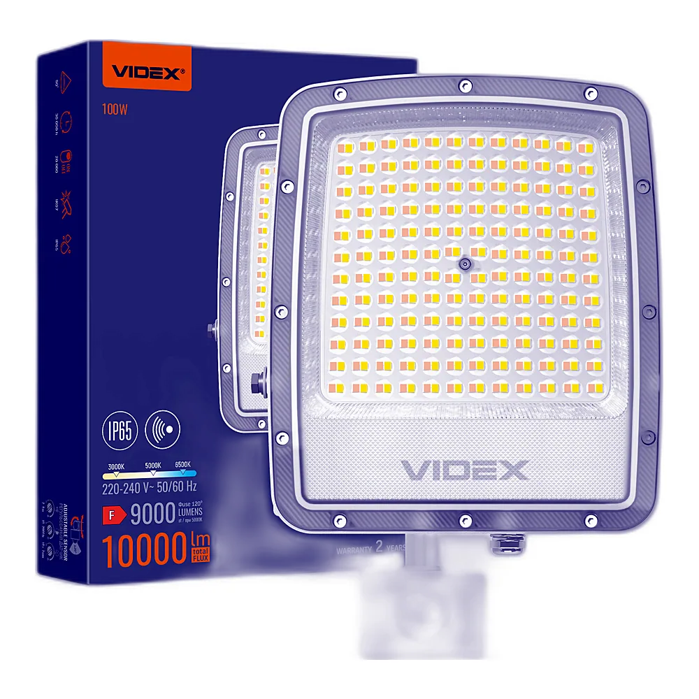 LED прожектор VIDEX F5 100W 3000-5000-6500K з датчиком руху 230V White (VL-F5-100CW-S)