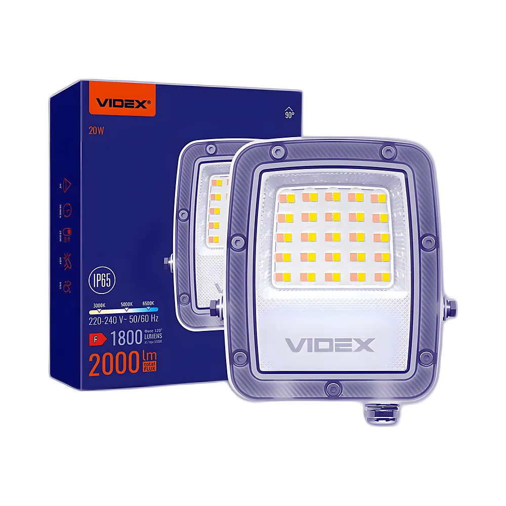 Прожектор F5 20 Вт 3000-5000-6500 K 230 В білий LED Videx VL-F5-020CW