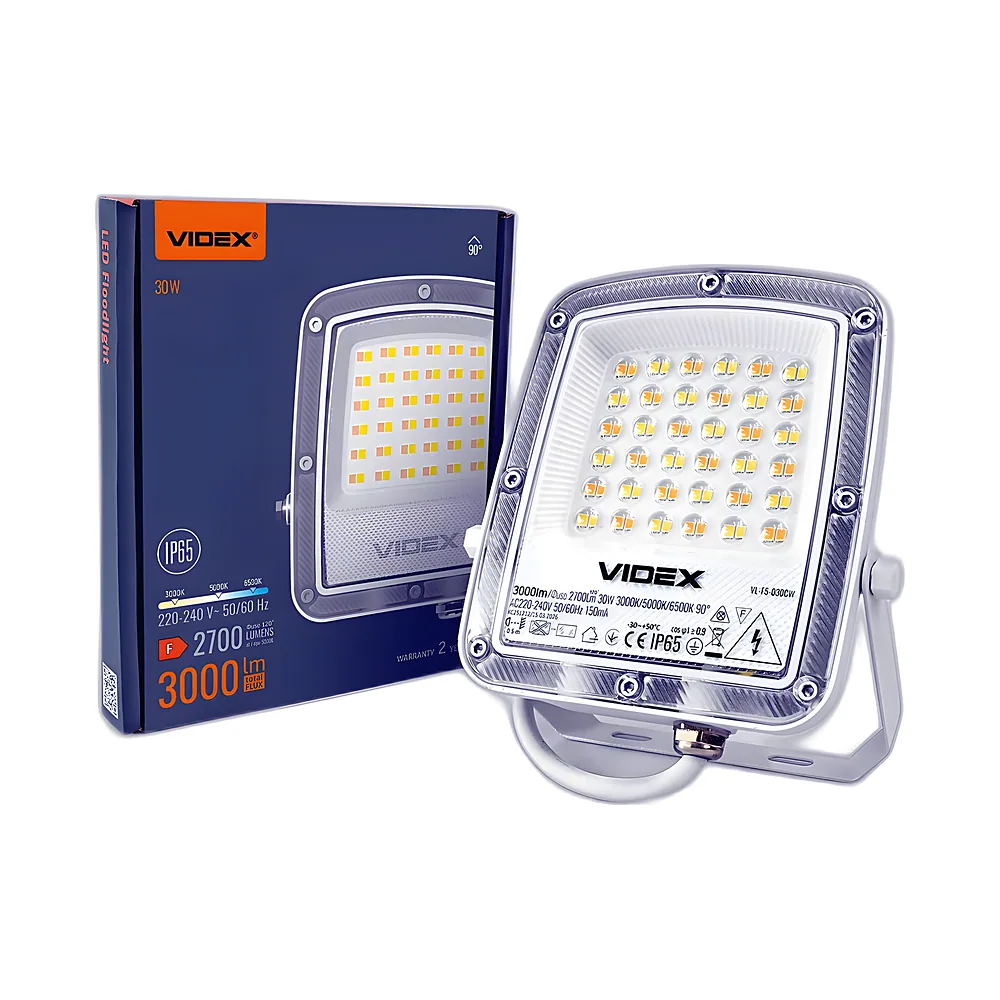 Прожектор F5 30 Вт 3000-5000-6500 K 230 В білий LED Videx VL-F5-030CW