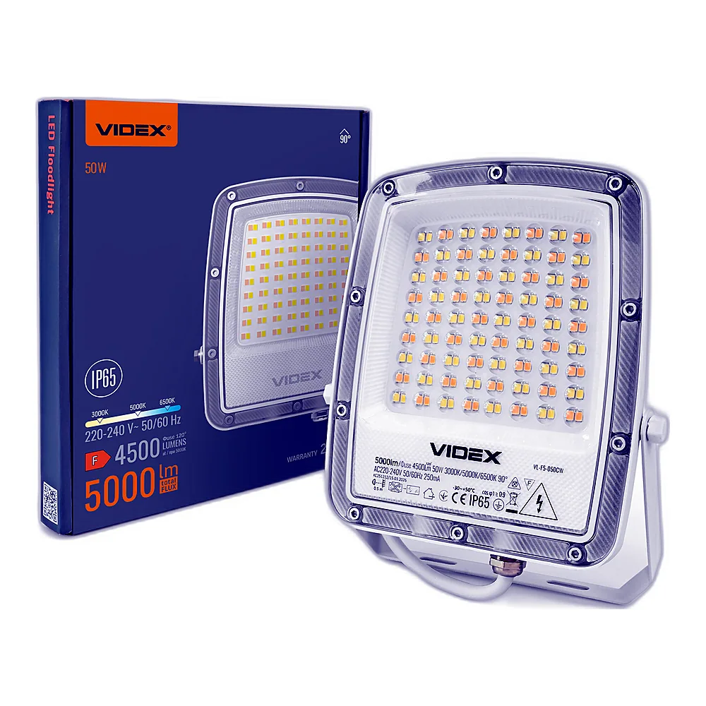 LED прожектор VIDEX F5 50W 3000-5000-6500K 230V White (VL-F5-050CW)
