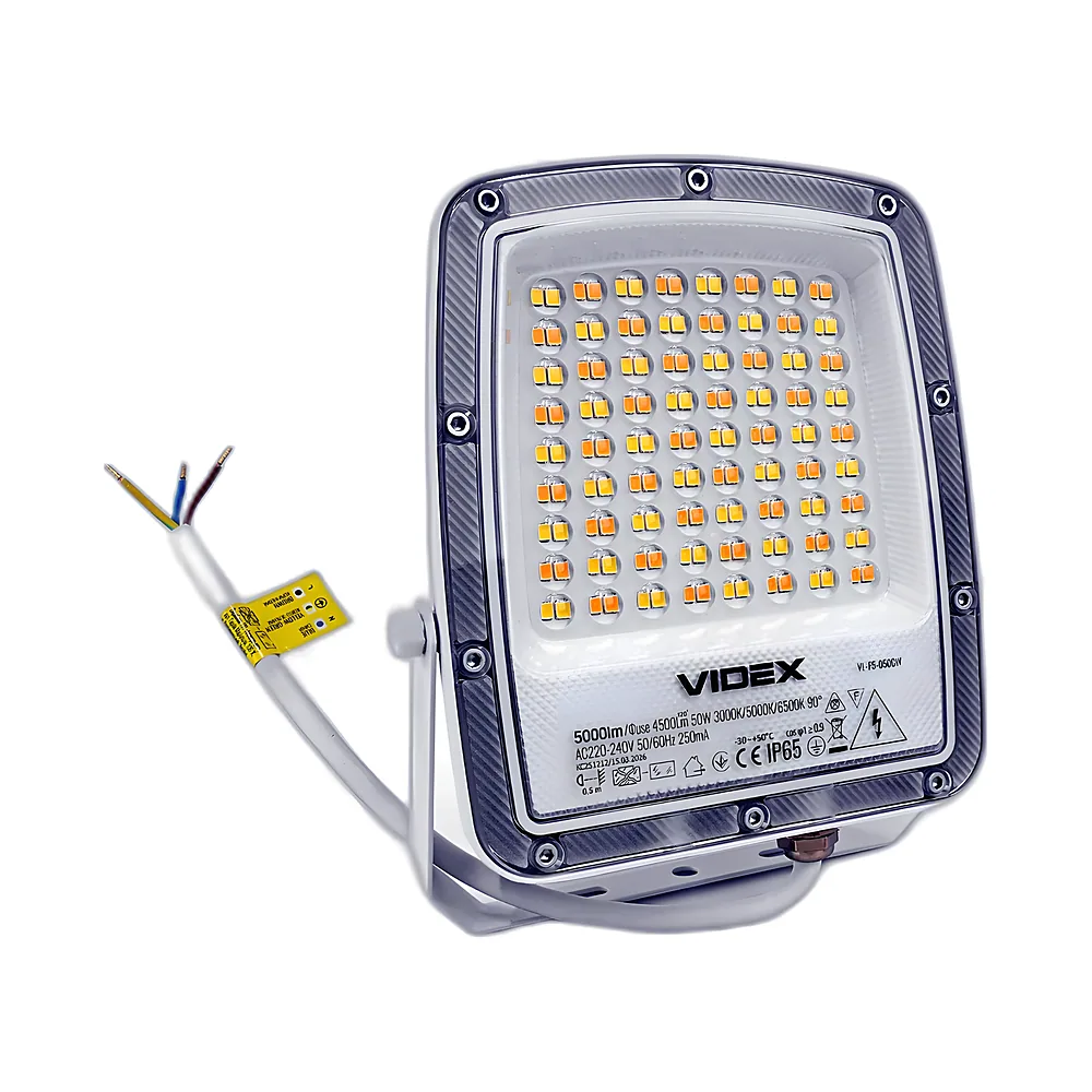 Світлодіодний прожектор F5 50 Вт 3000-5000-6500 K 230 В білий Videx VL-F5-050CW
