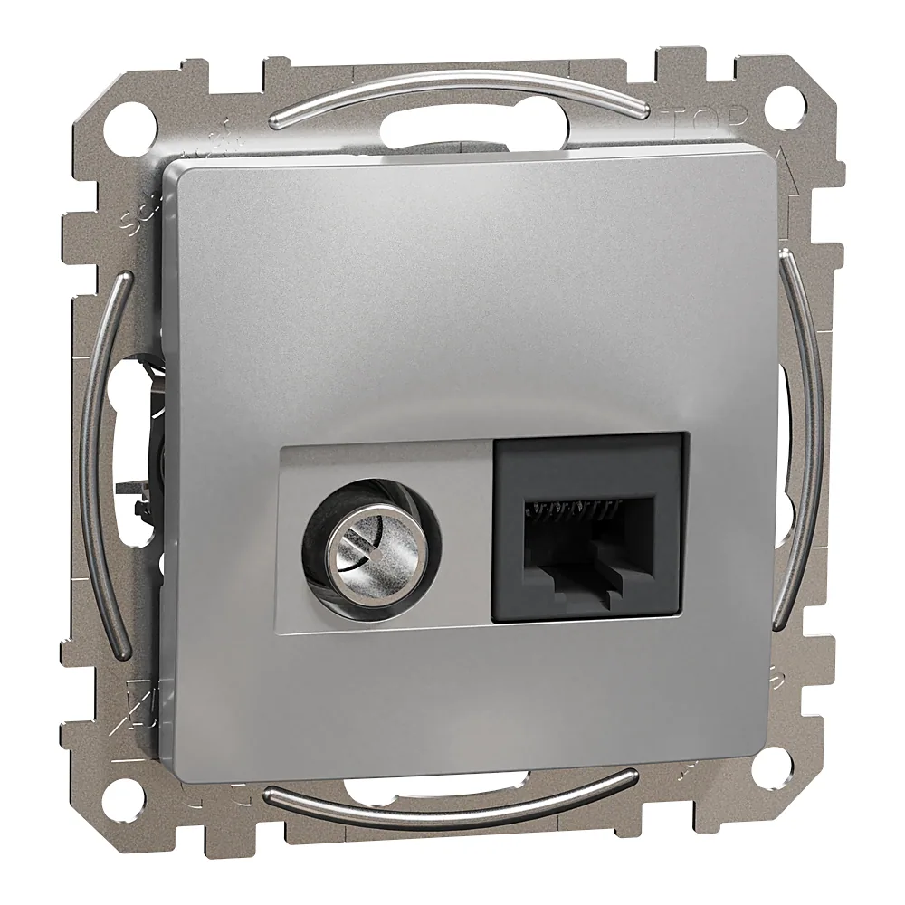 Розетка RJ45 категорія 6 UTP/TV Sedna Design алюміній Schneider Electric SDD113469T