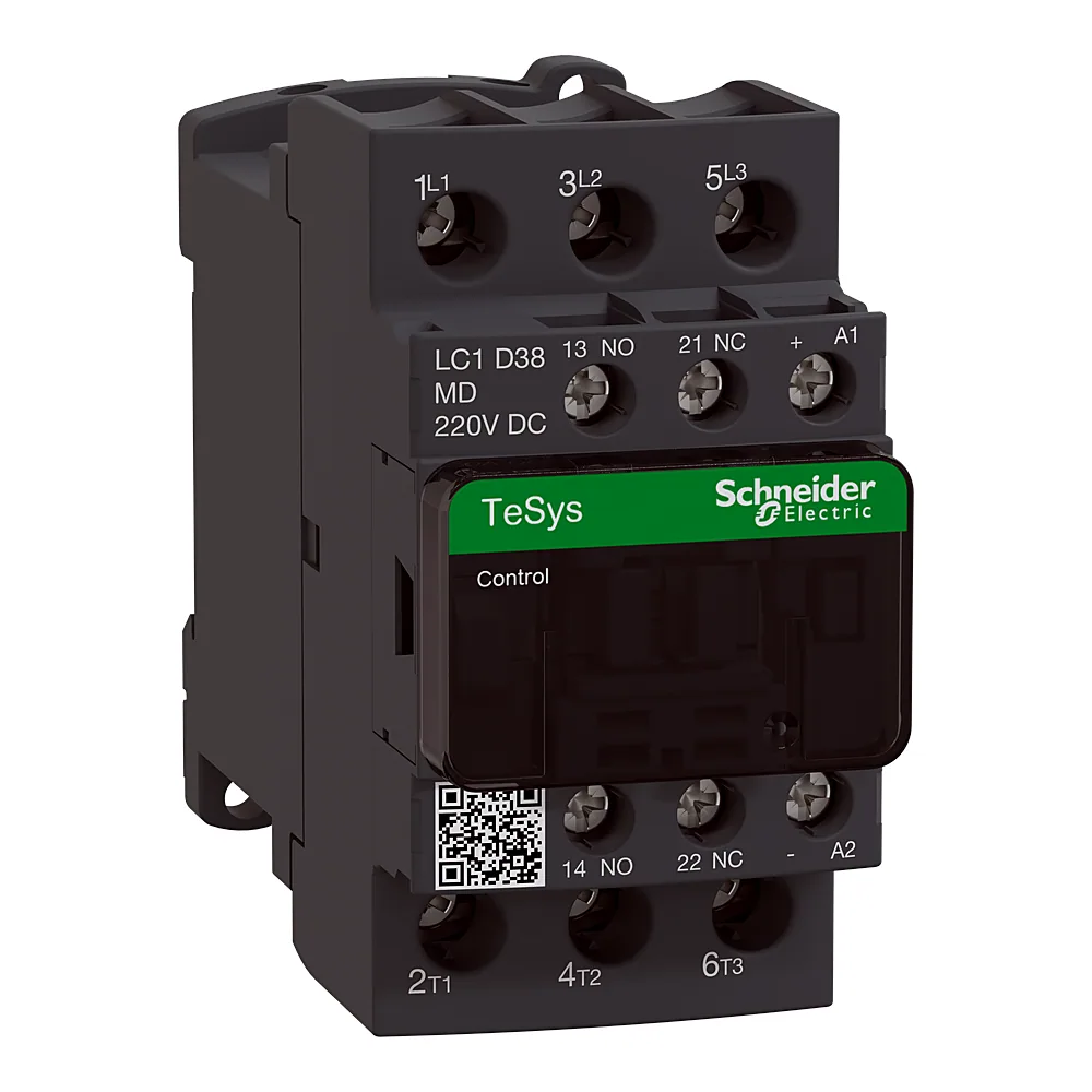 Контактор TeSys Deca 3P 38 А 1NO+1NC котушка 220 В DC з обмежувачем перенапруг Schneider Electric LC1D38MD