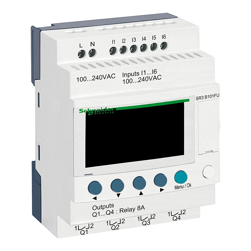 Інтелектуальне реле Zelio Logic 6 входів 4 релейні виходи AC 100-240 В з дисплеєм і годинником Schneider Electric SR3B101FU