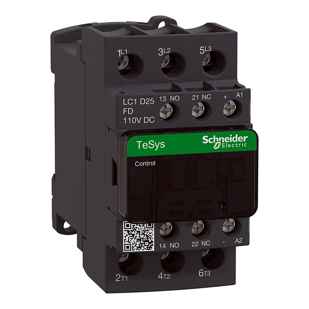 Контактор TeSys Deca 3P 25 А 1NO+1NC котушка 110 В DC з обмежувачем перенапруг Schneider Electric LC1D25FD