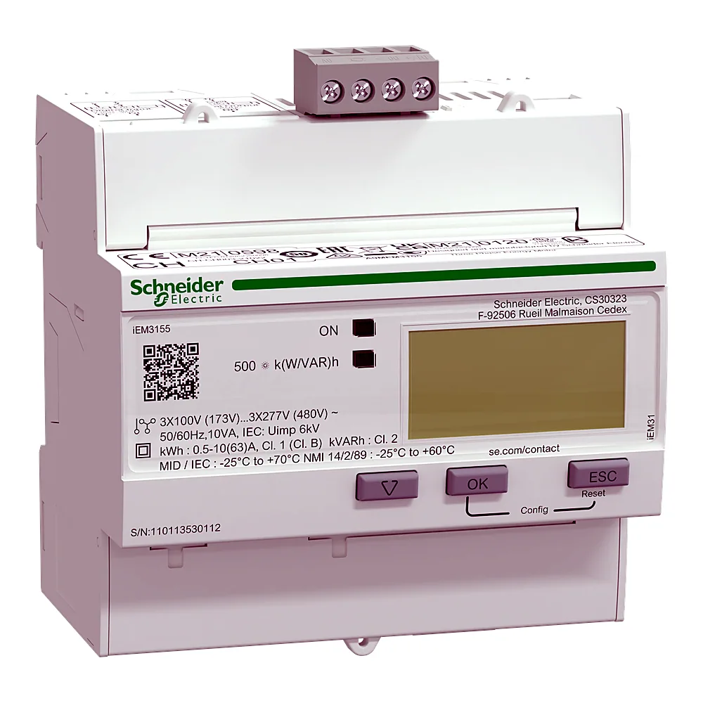 Лічильник електроенергії Acti9 iEM3155 3-фазний Modbus 63 А MID Schneider Electric A9MEM3155