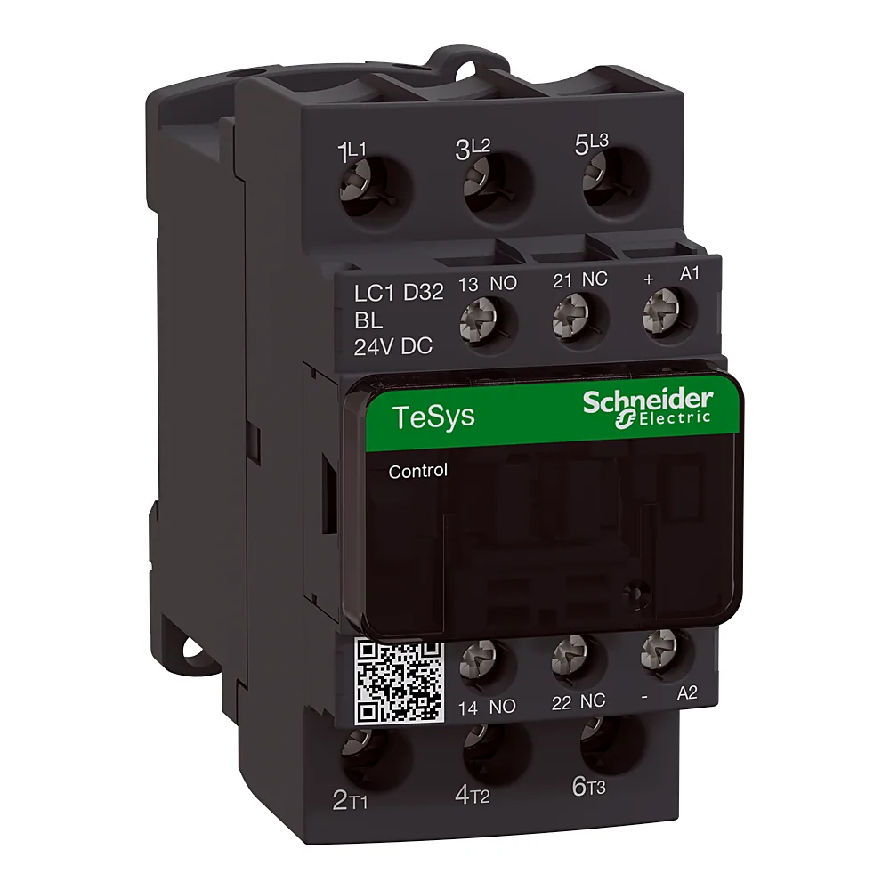 Контактор TeSys Deca 3P 32 А 1NO+1NC котушка 24 В DC низьке споживання Schneider Electric LC1D32BL