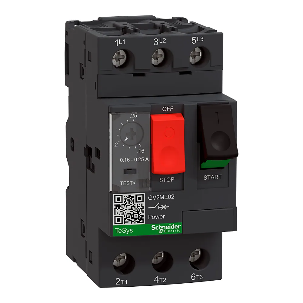Автоматичний вимикач захисту двигуна TeSys GV2ME 3P 0,16-0,25 А 0,06 кВт Schneider Electric GV2ME02