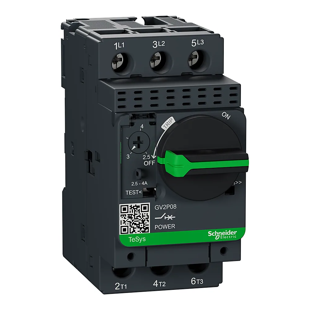 Автоматичний вимикач захисту двигуна TeSys GV2P 3P 2,5-4 А Schneider Electric GV2P08
